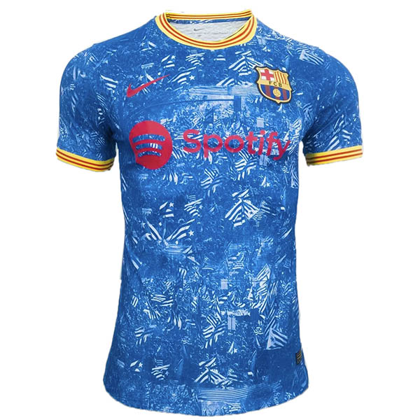 Barcelona pre-match player version jersey training soccer uniform men's sportswear football top blue shirt 2022-2023